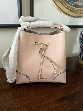 Michael Kors Pink Leather Drawstring Bucket Shoulder Bag